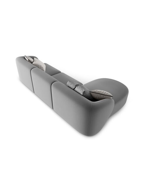 Canapé d'angle Gauche Modulaire Velours Chiara 4 Places gris - 259x155x74 cm