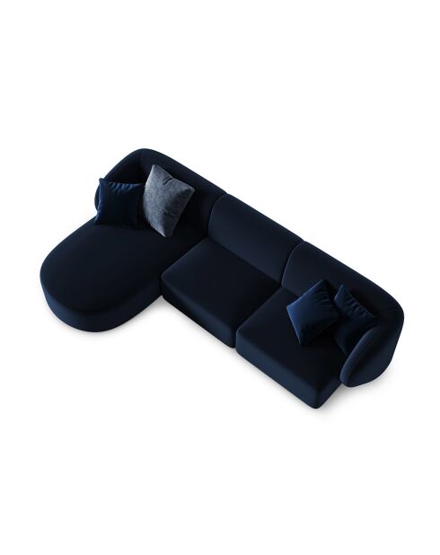 Canapé d'angle Gauche Modulaire Velours Chiara 4 Places bleu roi - 259x155x74 cm