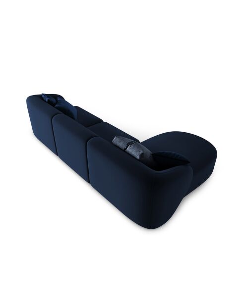 Canapé d'angle Gauche Modulaire Velours Chiara 4 Places bleu roi - 259x155x74 cm