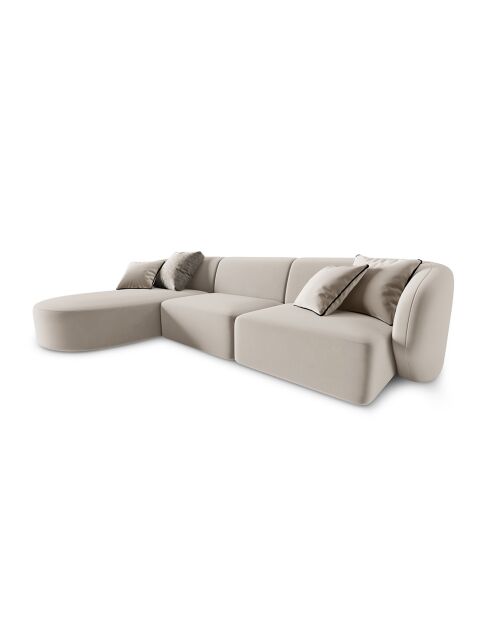 Canapé d'angle Gauche Modulaire Velours Chiara 4 Places beige - 259x155x74 cm
