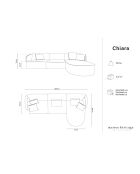 Canapé d'angle Droit Modulaire Velours Chiara 4 Places noir - 259x155x74 cm