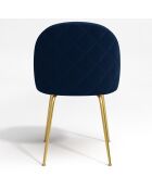 2 Chaises Ella Velours bleu nuit - 77.5x50x54 cm