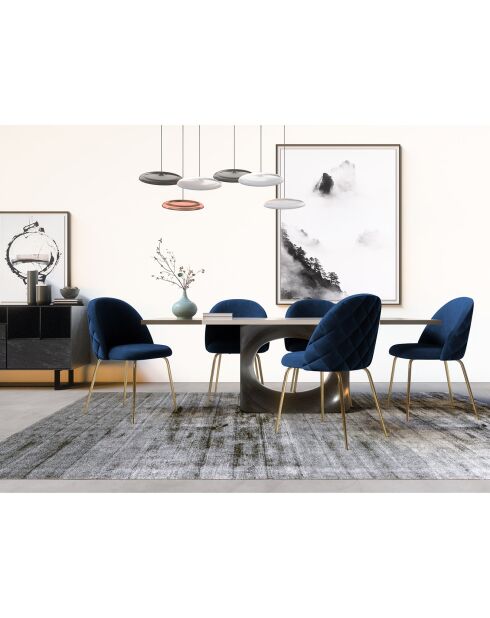 2 Chaises Ella Velours bleu nuit - 77.5x50x54 cm