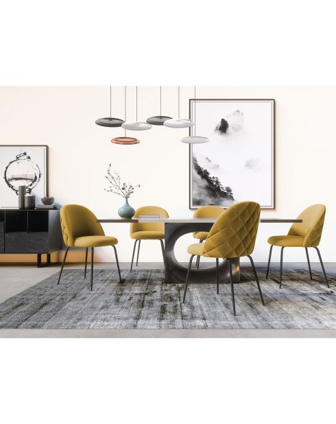 2 Chaises Ella Velours moutarde - 77.5x50x54 cm