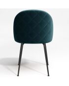 2 Chaises Ella Velours bleu canard - 77.5x50x54 cm