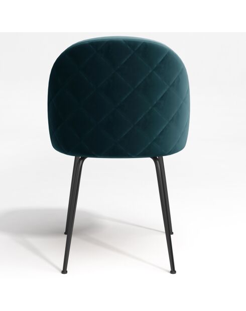2 Chaises Ella Velours bleu canard - 77.5x50x54 cm