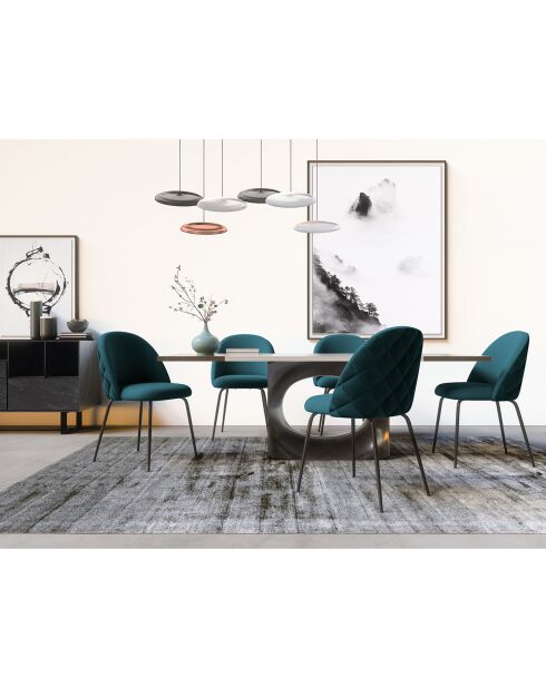 2 Chaises Ella Velours bleu canard - 77.5x50x54 cm