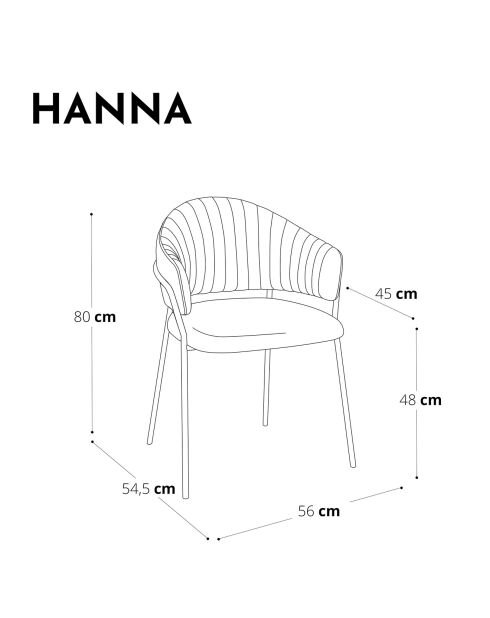 2 Chaises Hanna Velours noires - 80x54.5x56 cm