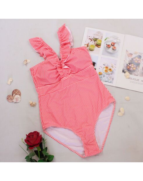 Maillot de bain 1 Pièce Alaya rouge/blanc