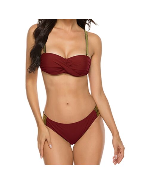 Maillot de bain 2 Pièces Riya rouge vin