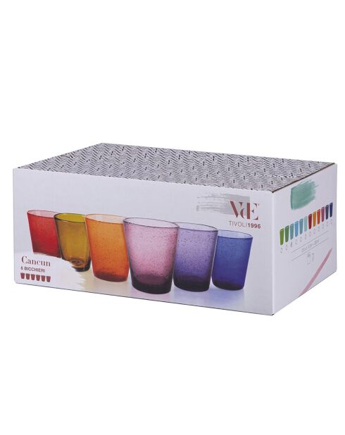 6 Verres à eau Cancun bleus - 33 cl