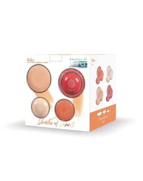 Set de vajilla de arenisca roja Sunset - 12 piezas