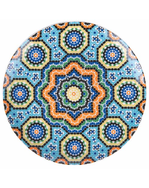6 mehrfarbige Dessertteller aus Marrakesch-Porzellan - D.19 cm