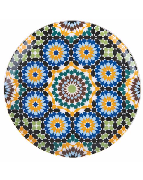 6 mehrfarbige Dessertteller aus Marrakesch-Porzellan - D.19 cm