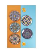 6 mehrfarbige Dessertteller aus Marrakesch-Porzellan - D.19 cm