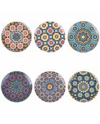 6 mehrfarbige Dessertteller aus Marrakesch-Porzellan - D.19 cm