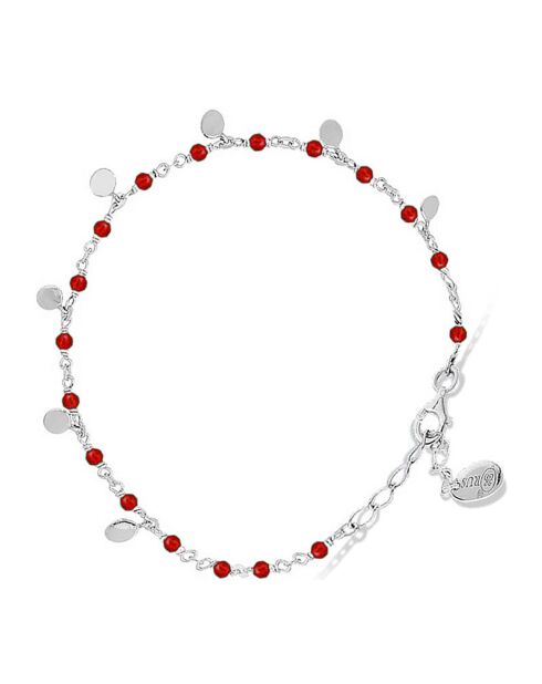 Bracelet en Argent rhodié & Onyx rouge