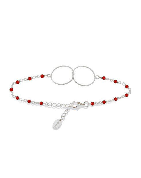 Bracelet en Argent rhodié & Onyx rouge