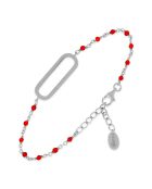 Bracelet en Argent rhodié & Onyx rouge
