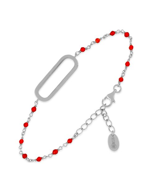 Bracelet en Argent rhodié & Onyx rouge