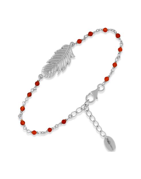 Bracelet en Argent rhodié & Onyx rouge