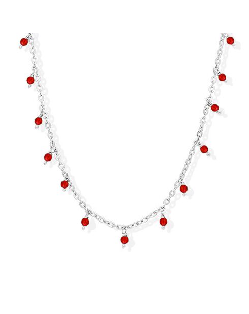 Collier en Argent rhodié & Onyx rouge