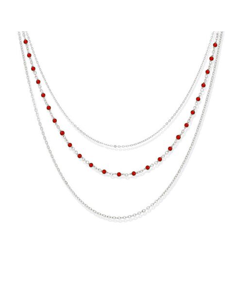 Collier en Argent rhodié & Onyx rouge