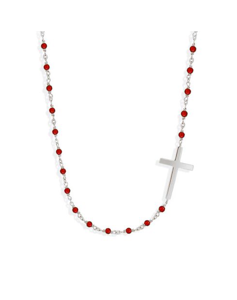 Collier en Argent rhodié & Onyx rouge