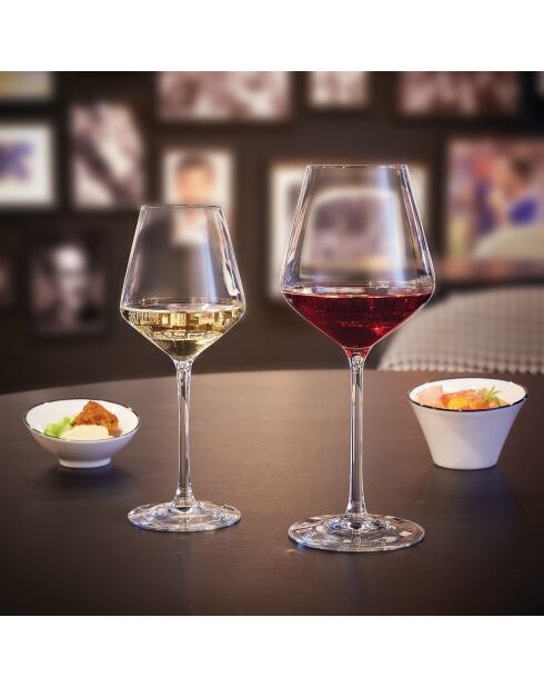 6 Distinction glazen met transparante steel - 28 cl