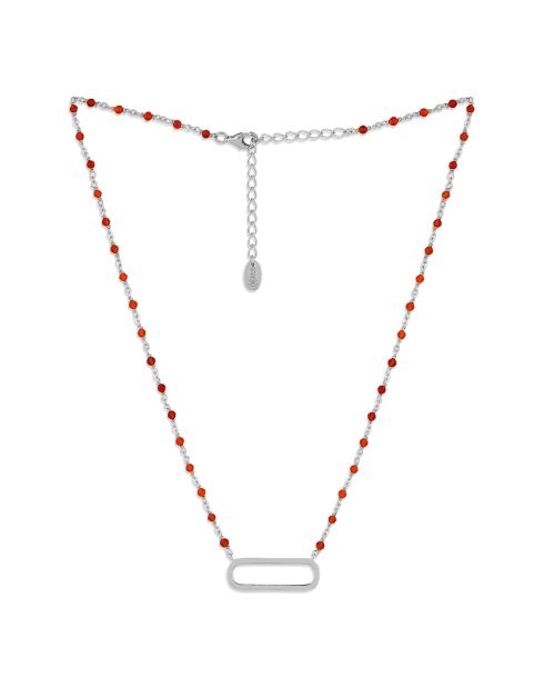 Collier en Argent rhodié & Onyx rouge
