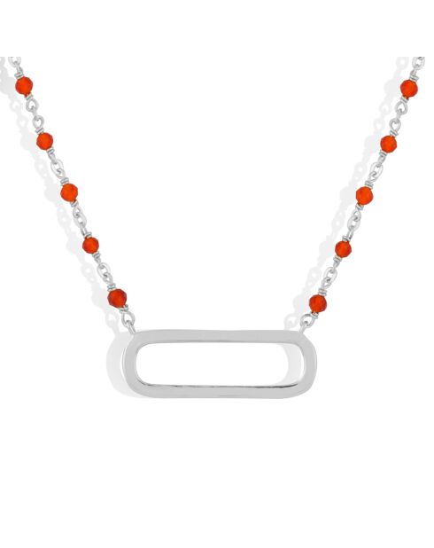 Collier en Argent rhodié & Onyx rouge