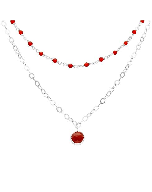 Collier en Argent rhodié & Onyx rouge
