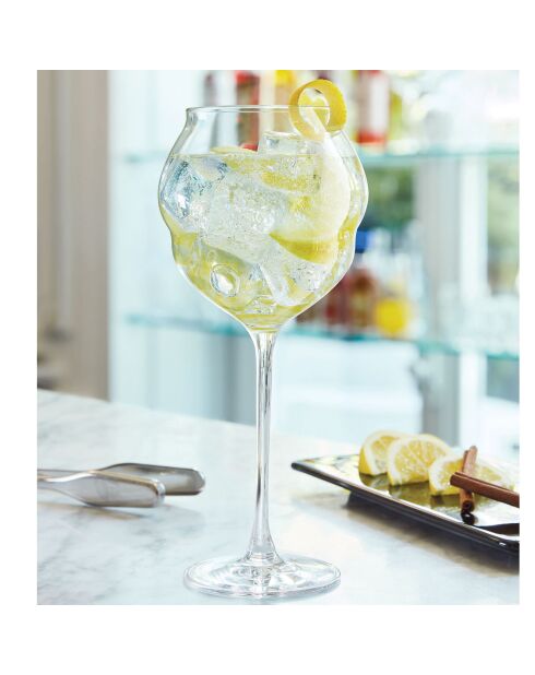 6 transparante glazen met Macaronsteel - 60 cl