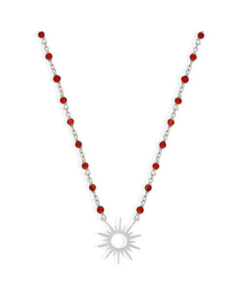 Collier en Argent rhodié & Onyx rouge