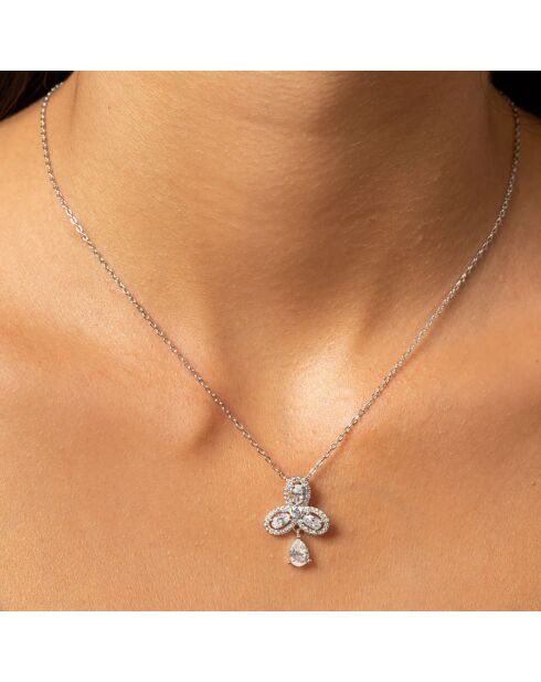 Collier Goutte en Argent rhodié & Zircone