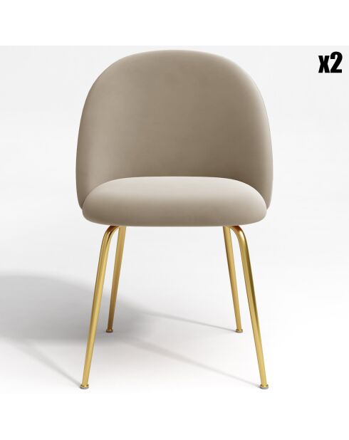 2 Chaises Ella Velours beiges - 77.5x50x54  cm