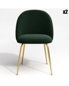2 Chaises Ella Velours vert sapin - 77.5x50x54 cm