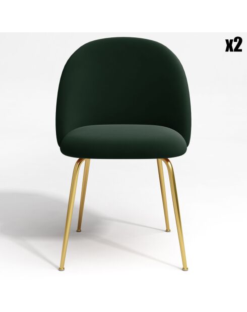 2 Chaises Ella Velours vert sapin - 77.5x50x54 cm