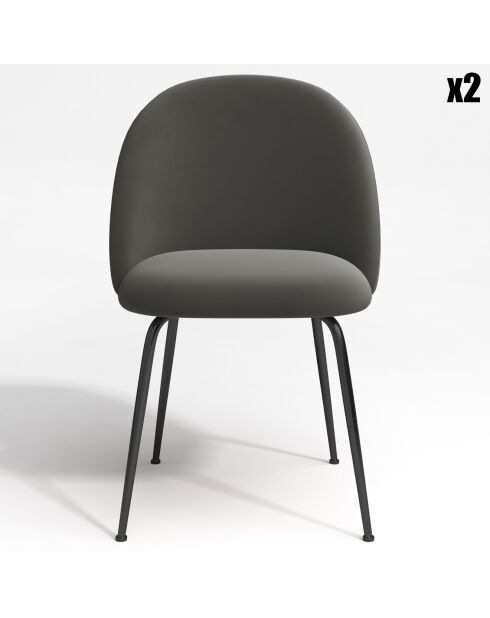 2 Chaises Ella Velours gris taupe - 77.5x50x54 cm