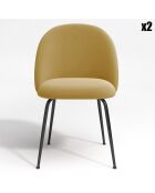 2 Chaises Ella Velours moutarde - 77.5x50x54 cm