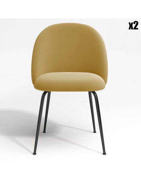 2 Chaises Ella Velours moutarde - 77.5x50x54 cm