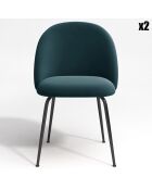 2 Chaises Ella Velours bleu canard - 77.5x50x54 cm