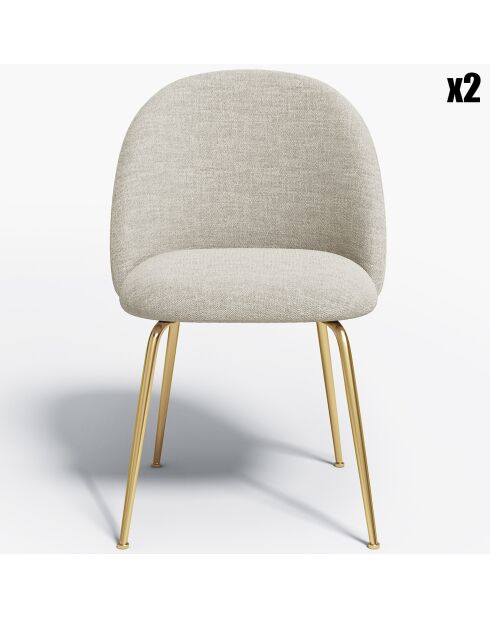 2 Chaises Ella Tissu Tramé toucher doux beiges - 77.5x50x54 cm