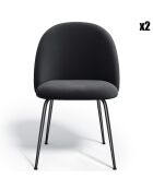 2 Chaises Ella Velours noires - 77.5x50x54 cm