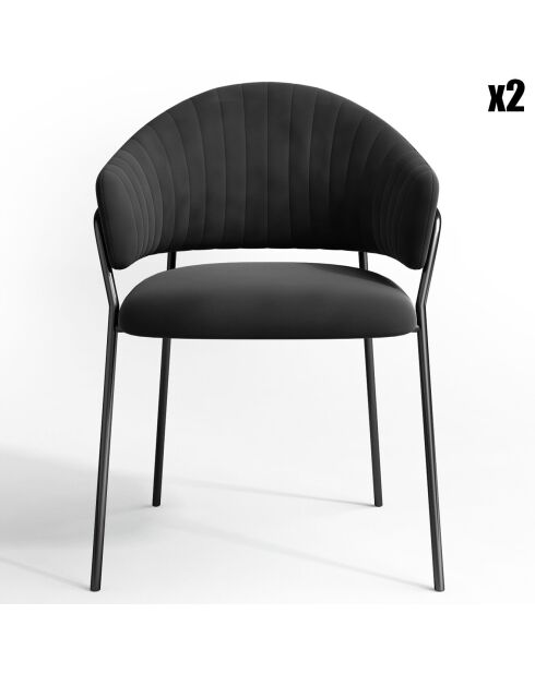 2 Chaises Hanna Velours noires - 80x54.5x56 cm