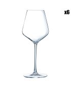 6 Distinction glazen met transparante steel - 28 cl