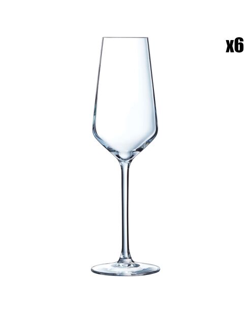 6 transparante champagnefluiten van Distinction - 23 cl