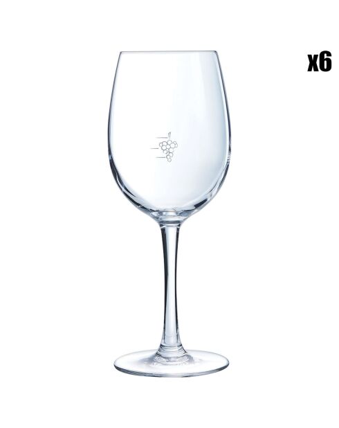 6 Verres à pied Vin au Verres transparents - 35 cl