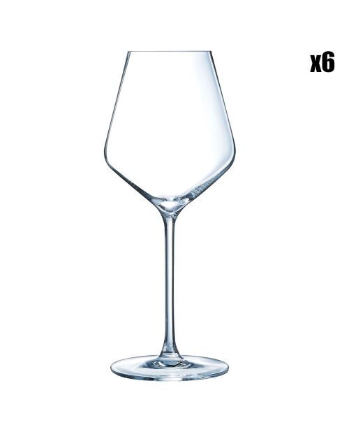6 Verres à pied Distinction transparents - 38 cl