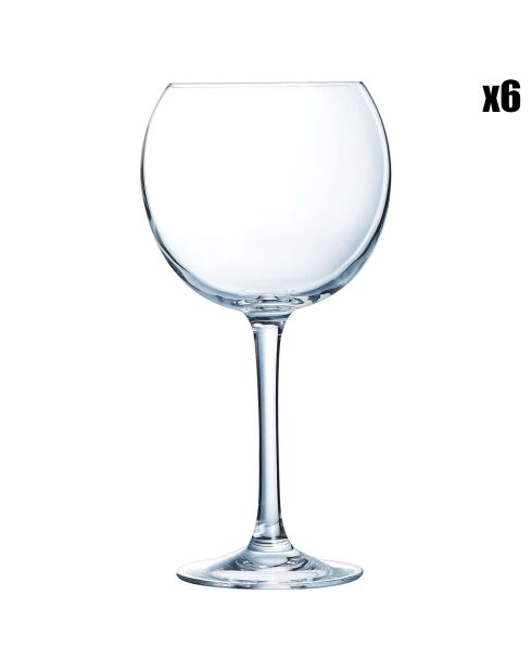6 Verres à pied Cabernet Ballon transparents - 47 cl